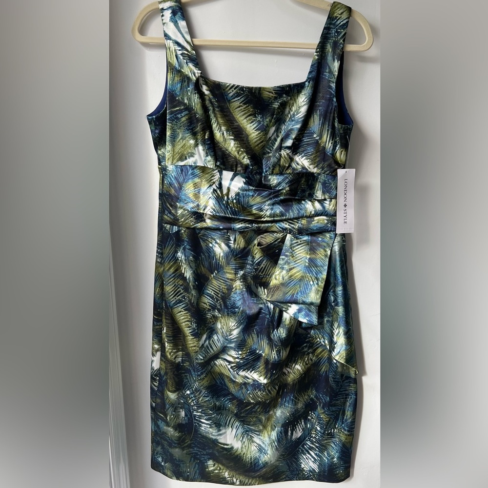 LONDON STYLE BlueGreen women dress size 10 Sleeveless Square Neck